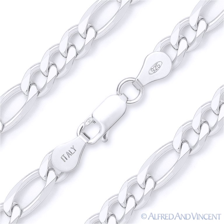 Sterling Silver Figaro Chain In Men 5.5mm Figaro / Figaroa Link Italian Chain Bracelet in .925 Sterling Silver 8\