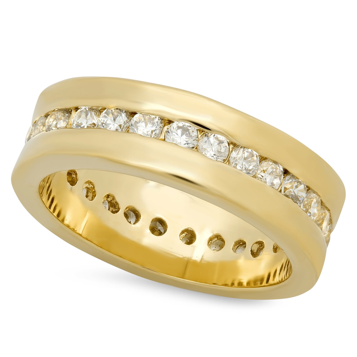 5.5mm Gold Plated Channel Set Round CZs Eternity Band Ring, Size 9 ...