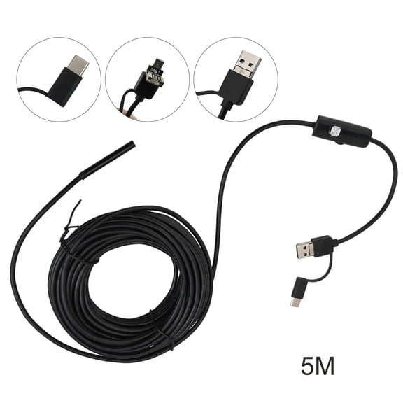 5.5mm Industrial Camera With 6 LED Lights, IP67 Waterproof Borescope For Android Phone And PC, HD Inspection Scope For Sewer Pipeline Auto Repair, 2M Cable Black(A-10M)