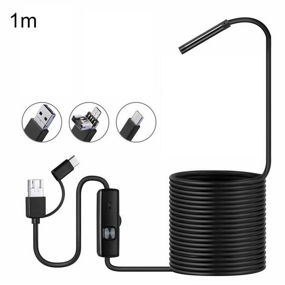 5.5mm Industrial Camera With 6 LED Lights, IP67 Waterproof Borescope For Android Phone And PC, HD Inspection Scope For Sewer Pipeline Auto Repair, 2M Cable Black(A-1M)