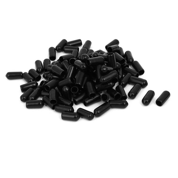 5.5mm Inner Dia Rubber Hose End Cap Screw Thread Protector Cover Black 100pcs