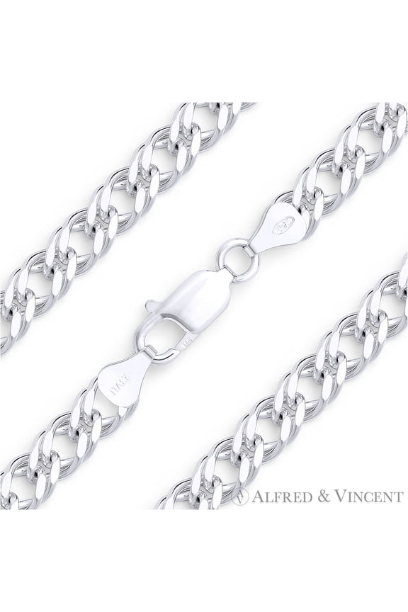 5.5mm Rombo Link Italian Chain Anklet in Solid .925 Sterling Silver
