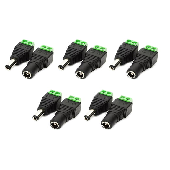 5.5mm x 2.1mm DC Barrel Power Connector Set for LED Lighting & CCTV High-Fidelity Design, 12V-36V Voltage