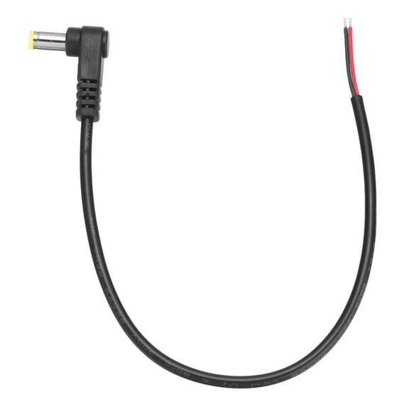 5.5mm x 2.1mm Right Angle 90 Degree DC Power Male Plug Jack to Bare Wire for DC Surveillance Camera, 0.25m