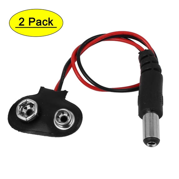 5.5mmx2.1mm DC Male 9V Battery Buckle Clip Connector Holder Cable 2Pcs