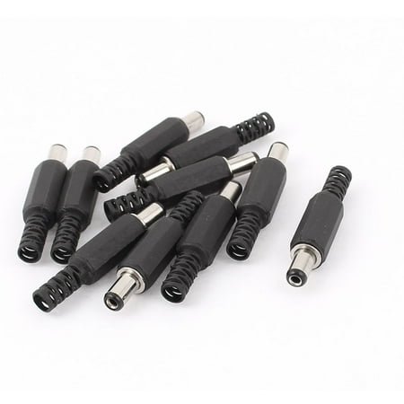 5.5mmx2.1mm DC Power Male Plug Adapter Connector Black 10pcs
