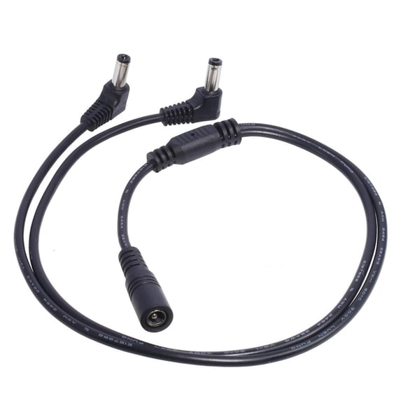 Jesscasday 5.5x2.1mm DC Power Extension Cable 90 Degree Right Angle 1 Female to 2 Male Plug Jack Extension Cord for IP Camera