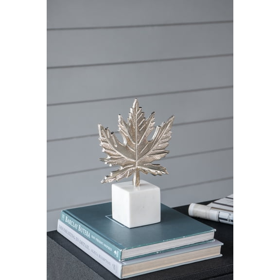 5.5x5.5x32" Gold Roman Statue Decor on White Marble Base - Modern Luxury Home Accent