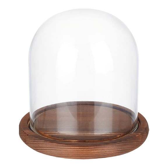 5.5x5inch Eternal Transparent Flower Glass Cover Cloche Dome Micro Landscape with Solid Wood Base Flower Craft Christmas Decorations