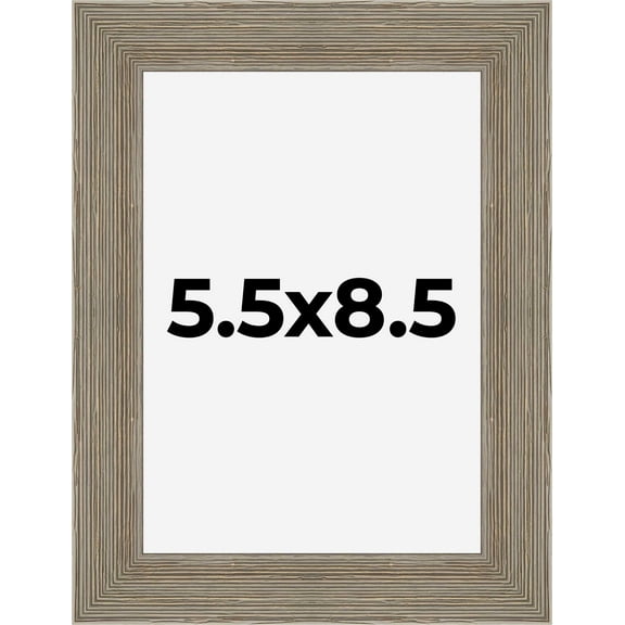 5.5x8.5 Frame Gray Barnwood Rustic Solid Wood Picture Frame | 1.5 Inch Moulding Width | Includes UV