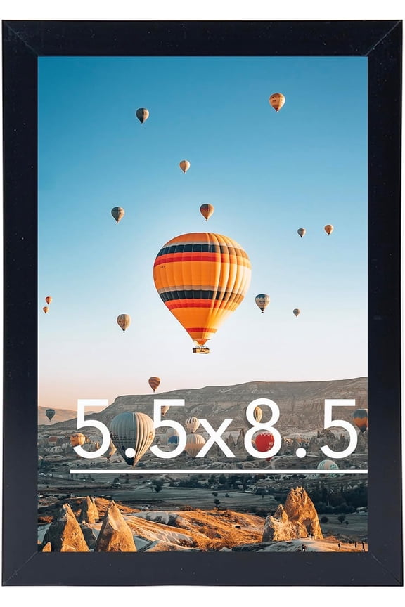 5.5x8.5 Picture Frame Black for Wall Hanging or Tabletop, Wall Mounting Horizontally or Vertically, 5.5 x 8.5 Wall Gallery Poster Photo Frame with Shatter Resistant Plexiglass, Black