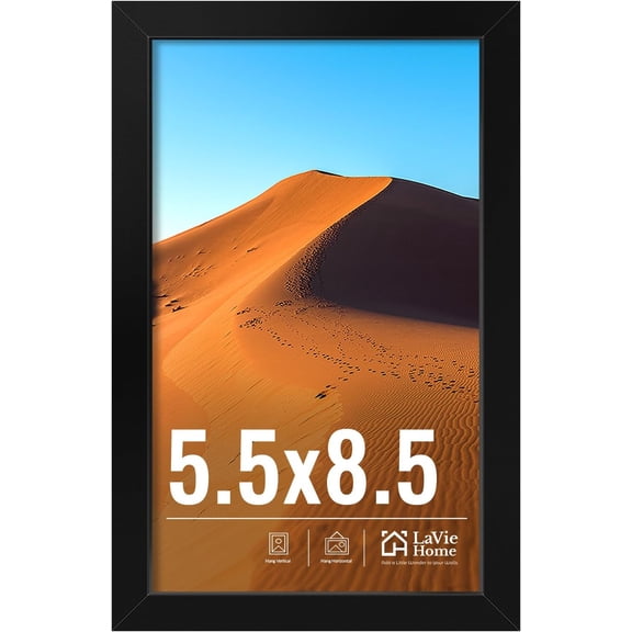5.5x8.5 Picture Frame for Wall Display, 5.5x8.5 Black Picture Frame with HD Plexiglas, 5.5 x 8.5 Frame 1 Pack, Display Frame for Vertical or Horizontal, Classic Collection White,11x14