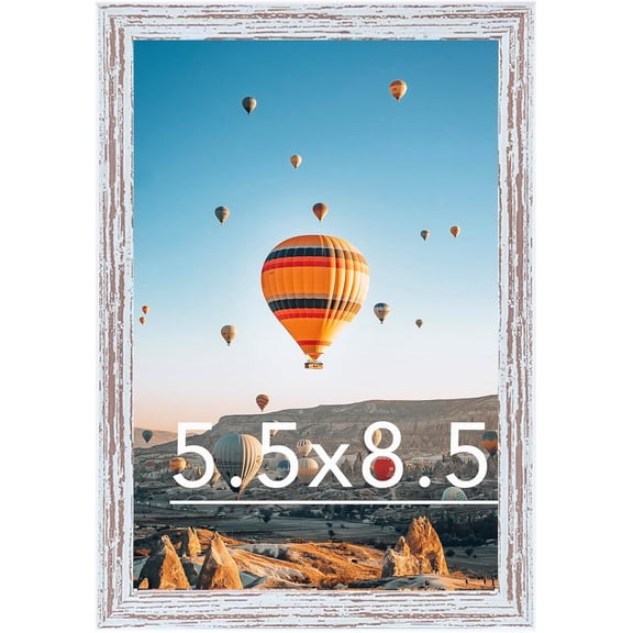 5.5x8.5 Picture Frame for Wall Hanging or Tabletop, Wall Mounting Horizontally or Vertically, 5.5 x 8.5 Wall Gallery Poster Photo Frame with Durable Shatter Resistant Plexiglass, Rustic White