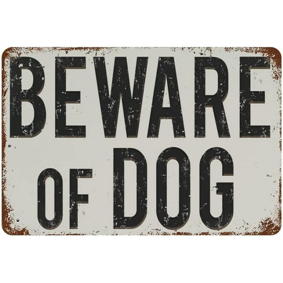 5.5x8 Inch Beware Of Dog Metal Sign Wall Gate Or Fence Mounting Retro Plaques For Nursery Farmhouse Bedroom Cafe Home Coffee Bar Pub Kitchen Bathroom Garden Yard Funny Wall Art Decor
