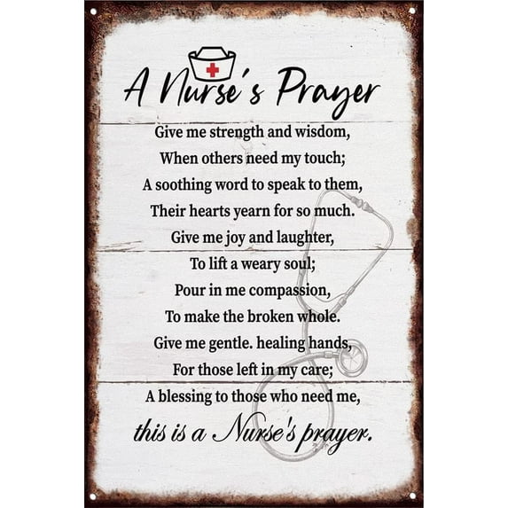 5.5x8 Inch CosrKee Tin Wall Art Nurse Gifts Decor, A Nurse's Prayer Inspirational Decor, Motivational Wall Art For Home Or Office Decor, Nurse Gift For Appreciation Practitioner Graduation School