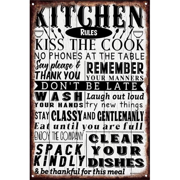 5.5x8 Inch Cosrkee Funny Kitchen Canvas Wall Art Rustic Kitchen Rules Prints Farmhouse Signs Framed For Home Family Sign Wall Decor Birthday, Holiday Gifts For Men's Husbands, Boyfriends And Sons