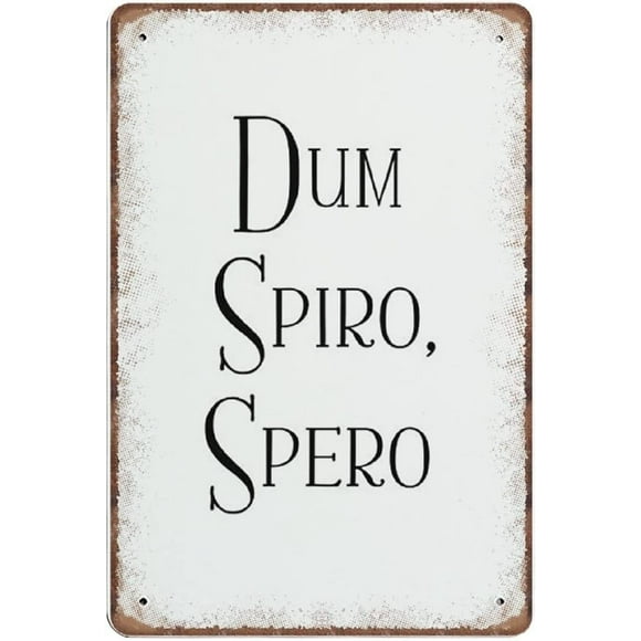 5.5x8 Inch Dum Spiro Spero Quote Posters Latin Quote Inspirational Prints Novelty Retro Metal Tin Sign Poster Plaque Bar Pub Club Cafe Home Decor Plate Wall Art Farmhouse Sign Decor