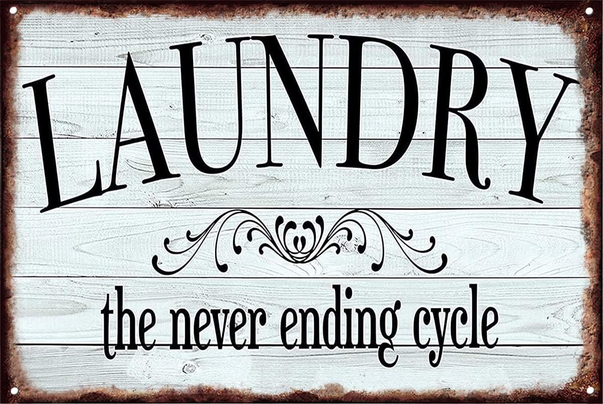 5.5x8 Inch Fanqie Laundry Room Sign (Laundry Never Ending Cycle ...