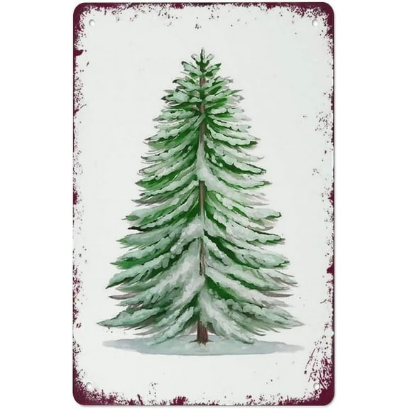 5.5x8 Inch Funny Vintage Tin Metal Sign Winter Wonderland Sign Winter Decor Merry Christmas Watercolor Holiday Wall Art Pine Tree Print For Home Bar Cafe Wall Decor