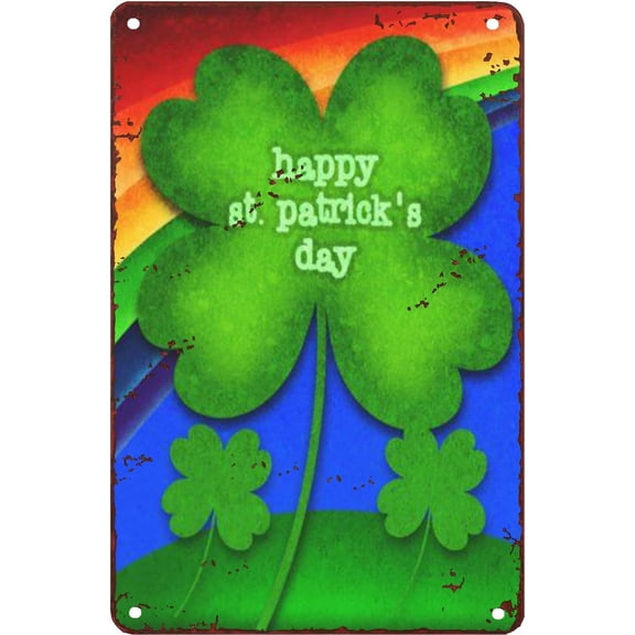 5.5x8 Inch Irish Festival Decor Happy St. Patrick's Day Rainbow Shamrock Shelf Decor Tin Signs Vintage Funny Signs Unique Home Decoracute Wall Decor Metal Poster For Bedroom Office Kitchen