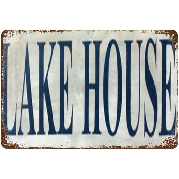 5.5x8 Inch Lake House Sign Wall Decor Art,Nautical Coastal Rustic Decor For Farmhouse Garage Man Cave Living Room Office Cafe Home Bar Pub Club Shed Kitchen Bathroom Garden