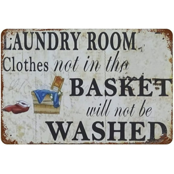 5.5x8 Inch Laundry Room Clothes Not In The Basket Utility Funny Wooden Plaque Sign For Nursery Home Living Room Farmhouse Kitchen Bathroom Garden Yard Wall Decor
