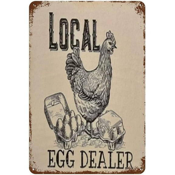 5.5x8 Inch Local Egg Dealer Retro Metal Sign Chicken Eggs,Farm Fresh Eggs Metal Tin Sign Chicken Egg Sale Market Farm Barn Decor Funny Farmhouse Sign Plaque Rustic Decor For Cafe Home Bar