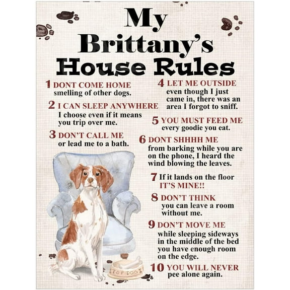 5.5x8 Inch Metal Dog Sign Dog House Rules Funny Pet Home Decor Plaque Gift Man For Nursery Living Room Farmhouse Bathroom Bedroom Office Cafe Home Bar Pub Kitchen Garden Yard Funny Decores