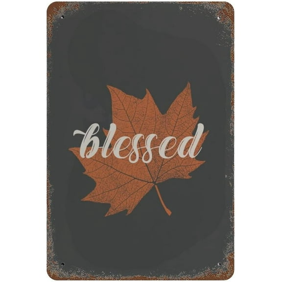 5.5x8 Inch Retro Autumn Sign Blessed Vintage Metal Sign Thanksgiving Sign Thankful Fall Wall Art Thanksgiving Wall Art For Farmhouse Bedroom Cafe Home Bar Pub Coffee Kitchen Bathroom Garden Yard