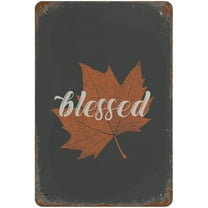 5.5x8 Inch Retro Autumn Sign Blessed Vintage Metal Sign Thanksgiving Sign Thankful Fall Wall Art Thanksgiving Wall Art For Farmhouse Bedroom Cafe Home Bar Pub Coffee Kitchen Bathroom Garden Yard