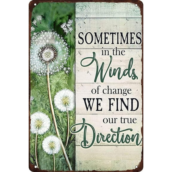 5.5x8 Inch Retro Metal Tin Sign Sometimes In The Winds Of Change We Find Our True Direction Wall Decor Dandelion Poster Home Decoration Art Poster Metal Sign Tin Painting Nostalgic Tin Sign