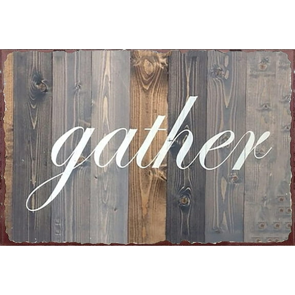 5.5x8 Inch Retro Sign Gather Sign,Home Sign Farmhouse Wall Decor,Kitchen Sign,Rustic Farmhouse,Home Decor For Nursery Living Room Kitchen Bathroom Garden Wall Decor Housewarming Gift