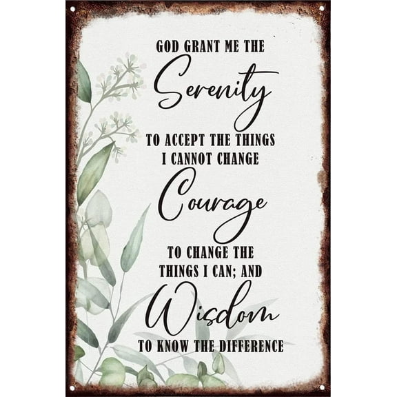 5.5x8 Inch Serenity Prayer Sign Tin Wall Art Decor, Prints Poster Christian Wall Art For Living Room Bedroom Home Decor, God Grant Me The Serenity Wall Decor Framed, Gift For Christian Size