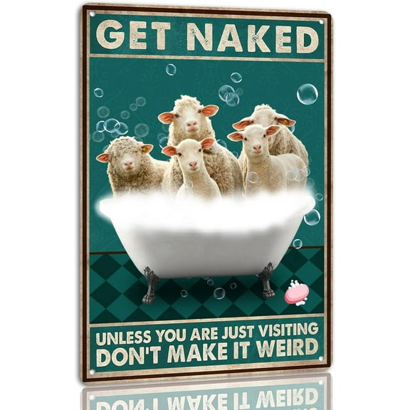 5.5x8 Inch Sheep Bathroom Decor Funny Bathroom Quote Metal Tin Sign Wall Art Poster Retro Farmhouse Home Restroom Bathtub Bathroom Wall Decoration Sign Presents On Christmas Halloween Thanksgiving