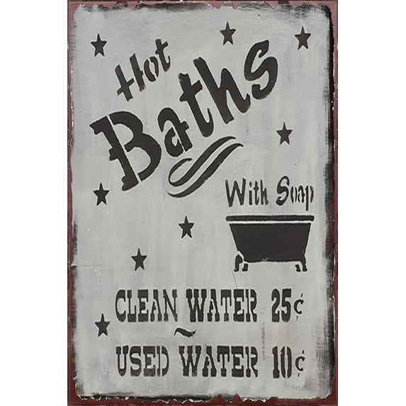 5.5x8 Inch Ships Free Bathroom Sign Hot Baths Rustic Vintage Bathroom Decor Sauna Cottage Decorhome Decor For Nursery Home Living Room Farmhouse Kitchen Bathroom Garden Wall Decor Housewarming Gift