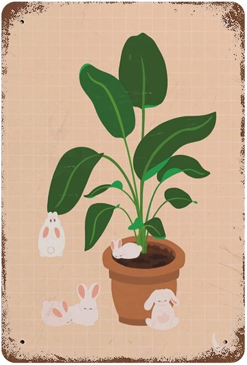 5.5x8 Inch Sleeping Bunnies Metal Signs Garden Vintage Funny Home