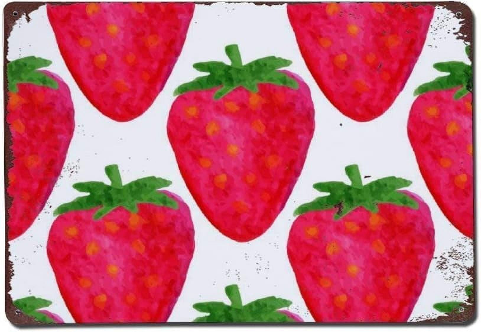 Rustic Strawberry Sign 5.5x8 Inch Strawberry Decorations For Kitchen Funny Novelty Tin Sign ...