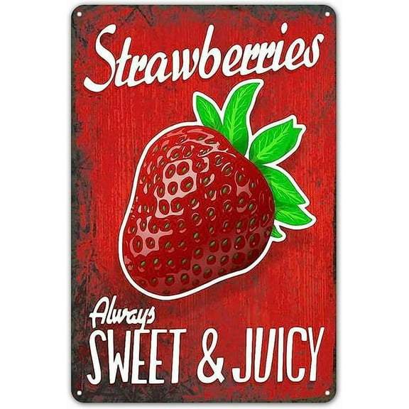 5.5x8 Inch Strawberry Decorations For Kitchen Vintage Strawberry Tin Sign Fruit Metal Sign Retro Decor Sign Wall Decor Home Decor Suitable For Bedroom Restaurant Bathroom Bar Cafe