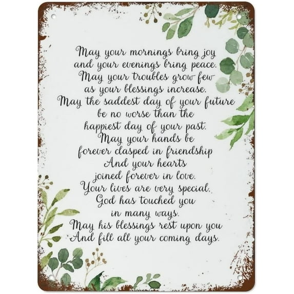 5.5x8 Inch Tin Sign Irish Marriage Blessing Quote May Your Mornings Bring Joy Wedding Gift St Patrick's Day Metal Tin Sign Gift Home Decor Poster Print Vintage Metal Tin Sign For Home Coffee