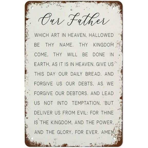5.5x8 Inch Vintage Metal Signs The Lords Prayer Kitchen Decor Dining Room Decor Retro Poster Wall Art Tin Sign Funny Decorations For Farm Office Pubs Club Wall Decor Plaque