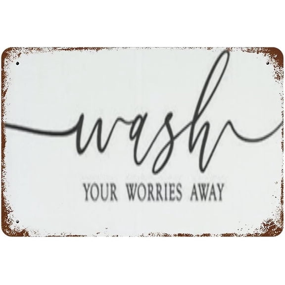 5.5x8 Inch Wash Your Worries Away Metal Sign Girls Bathroom Decor Inspirational Wall Art Bathroom Wall For Nursery Home Living Room Farmhouse Kitchen Bathroom Garden Yard Wall Decor