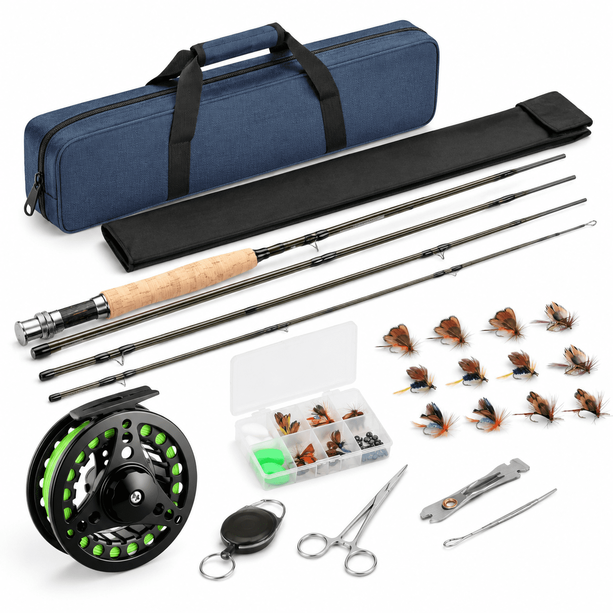 Fly Fishging Rods 5/6# 2.43m 8FT Fly Fishing Rod and Reel Combo, 4-piece Kit with ...