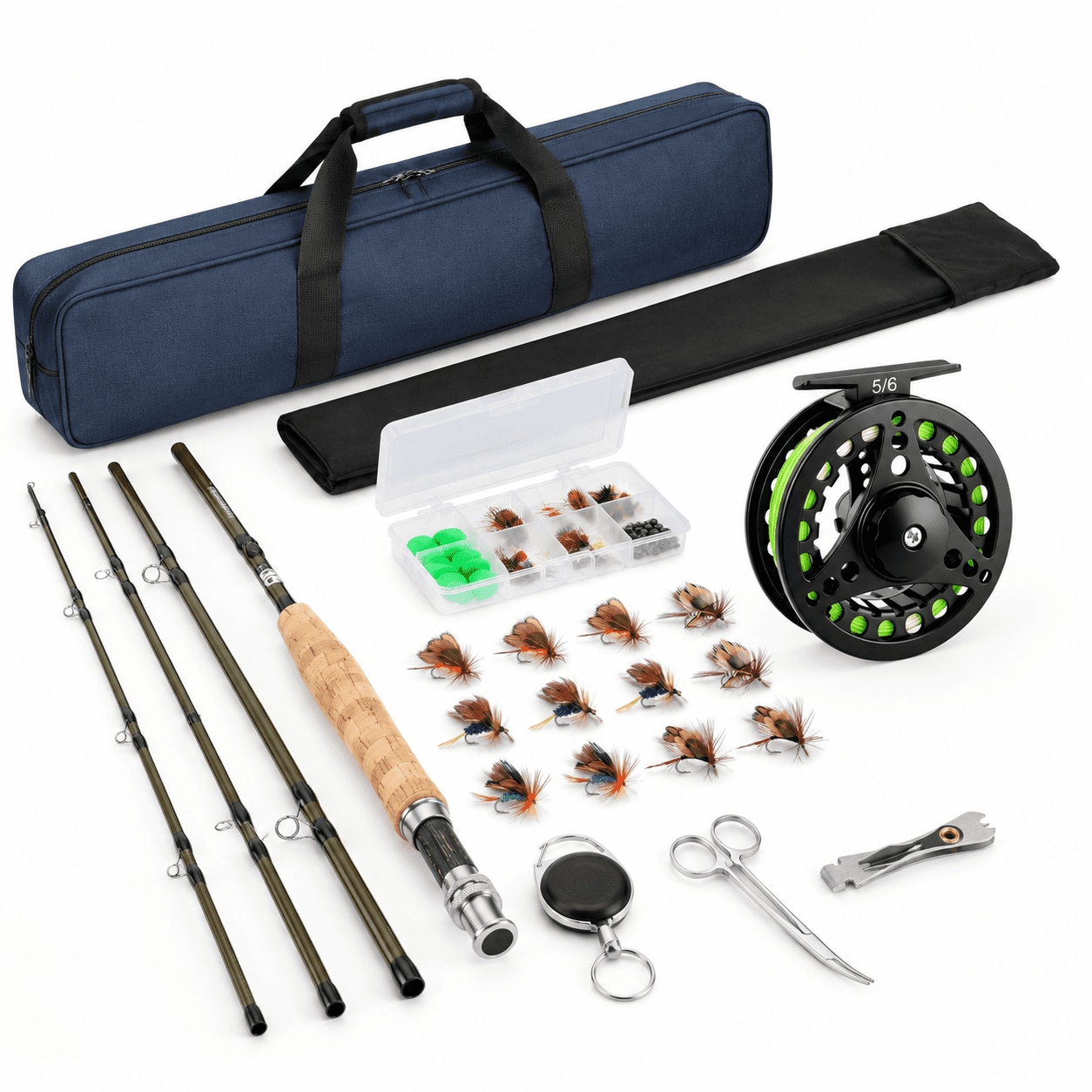 Fly Fishging Rods 5/6# 2.7m 9FT Fly Fishing Rod and Reel Combo 4-Piece Complete Kit with ...