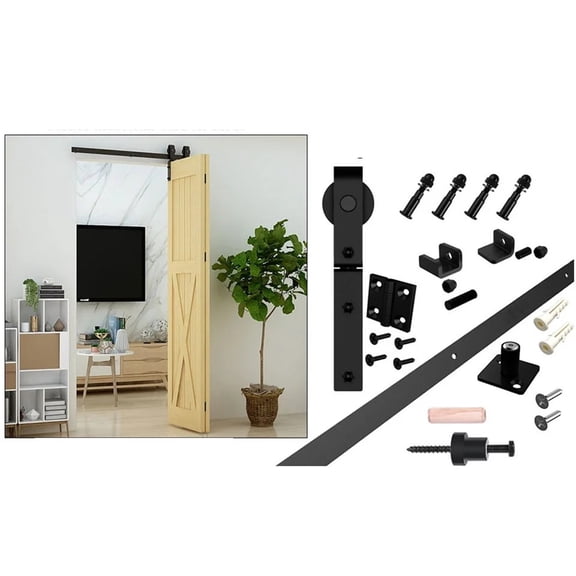 5/6/6.6 Foot Sliding Door Track Folding Door Hardware Kit For Barn Door Closet Track Roller Accessories
