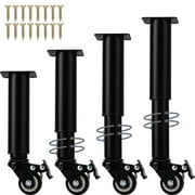 5.6-7.2 Inch / 14-18cm Meatal Adjustable Furniture Legs with Swivel Caster Wheels, Btowin VCF 4Pcs Heavy Duty Replacement Support Legs for Cabinet/Storage Shelf/Chair/Dresser/Couch/Coffee