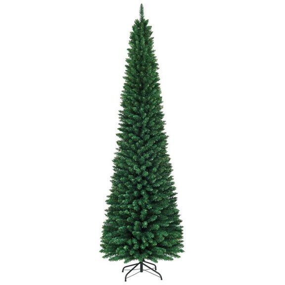 5 6 7 8 9ft PVC Artificial Slim Pencil Christmas Tree with Metal Stand