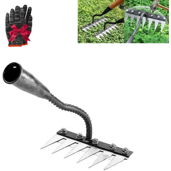 5/6/7/8 Teeth Carbon Steel Garden Weeding Rake, 5/6/7/8 Weed Rake with ...