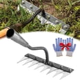 thumbnail image 1 of 5/6/7/8 Teeth Carbon Steel Garden Weeding Rake,Carbon Steel Garden Weeding Rake,Garden Rakes Metal Heavy Duty,for Backyard Lawn Gardening Weeding Loosening Tools (8Teeth), 1 of 8