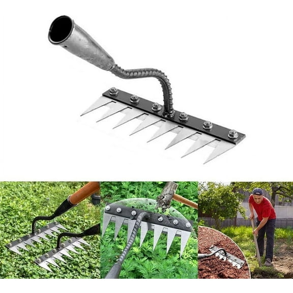 5/6/7/8 Tines Carbon Steel Garden Weeding Rake,Iron Rake for Weeding,Garden Metal Rake Heavy Duty,Sharp Gardening Weed Rake Tool,Hand Rake Weeder Tool Weed Puller for Backyard Farm Planting Weeding