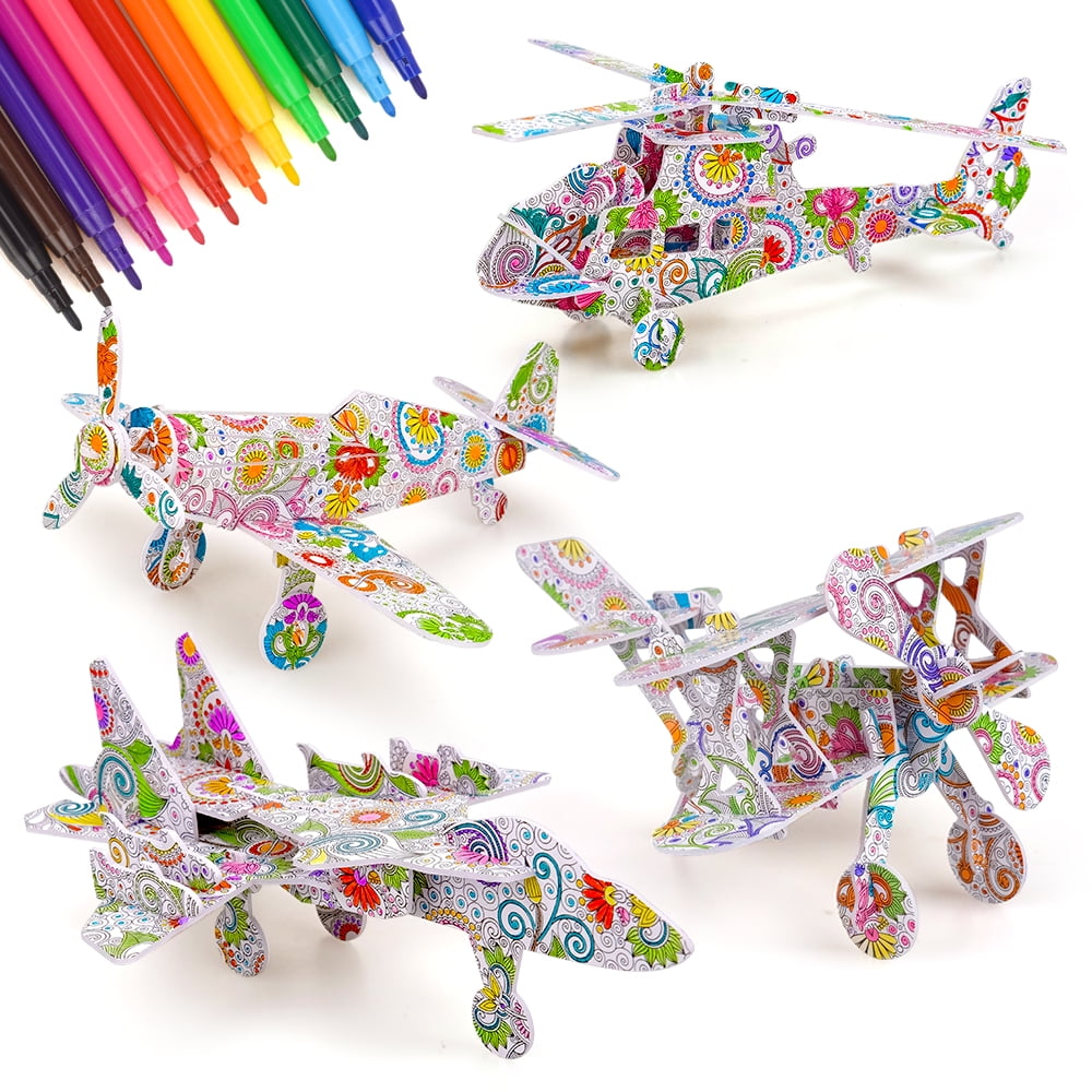3D Coloring Puzzle Set Art Coloring Painting Puzzle for Kids Age 7-12  Puzzles Crafts with Pen Markers Creative DIY Toy Gift - AliExpress